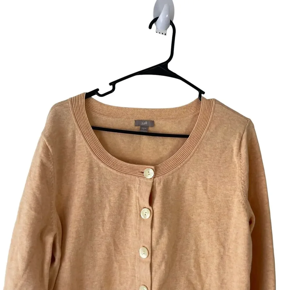 J. Jill Women's Size Large Light Orange Button Cardigan Sweater - Picture 2 of 9